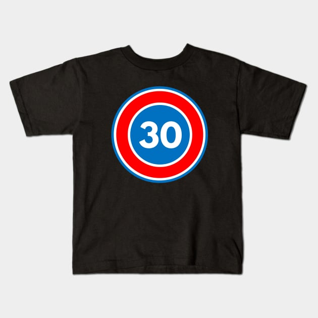 Hero Logo Number 30 Thirty 30th Birthday Age Anniversary Numeral. Kids T-Shirt by created4heroes